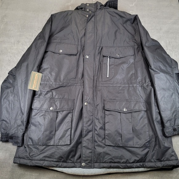 Boulder Creek Jacket Mens 5XLT Big Black Fleece Lined Insulated Zip Coat Hood